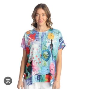Jess & Jane Colorful Abstract Women's Blouse Size Large